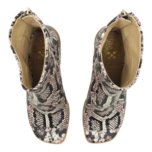 Vince Camuto Bebinder Peep Toe Ankle Boot Womens 5.5 Snakeskin Print Back Zip - Picture 10 of 14